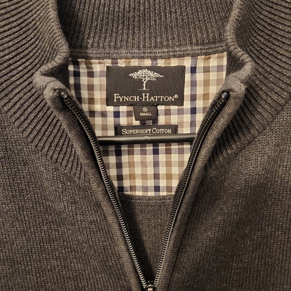 Fynch Hatton Zip Up Sweater - Supersoft Cotton - Gray - Small - Picture 2 of 9